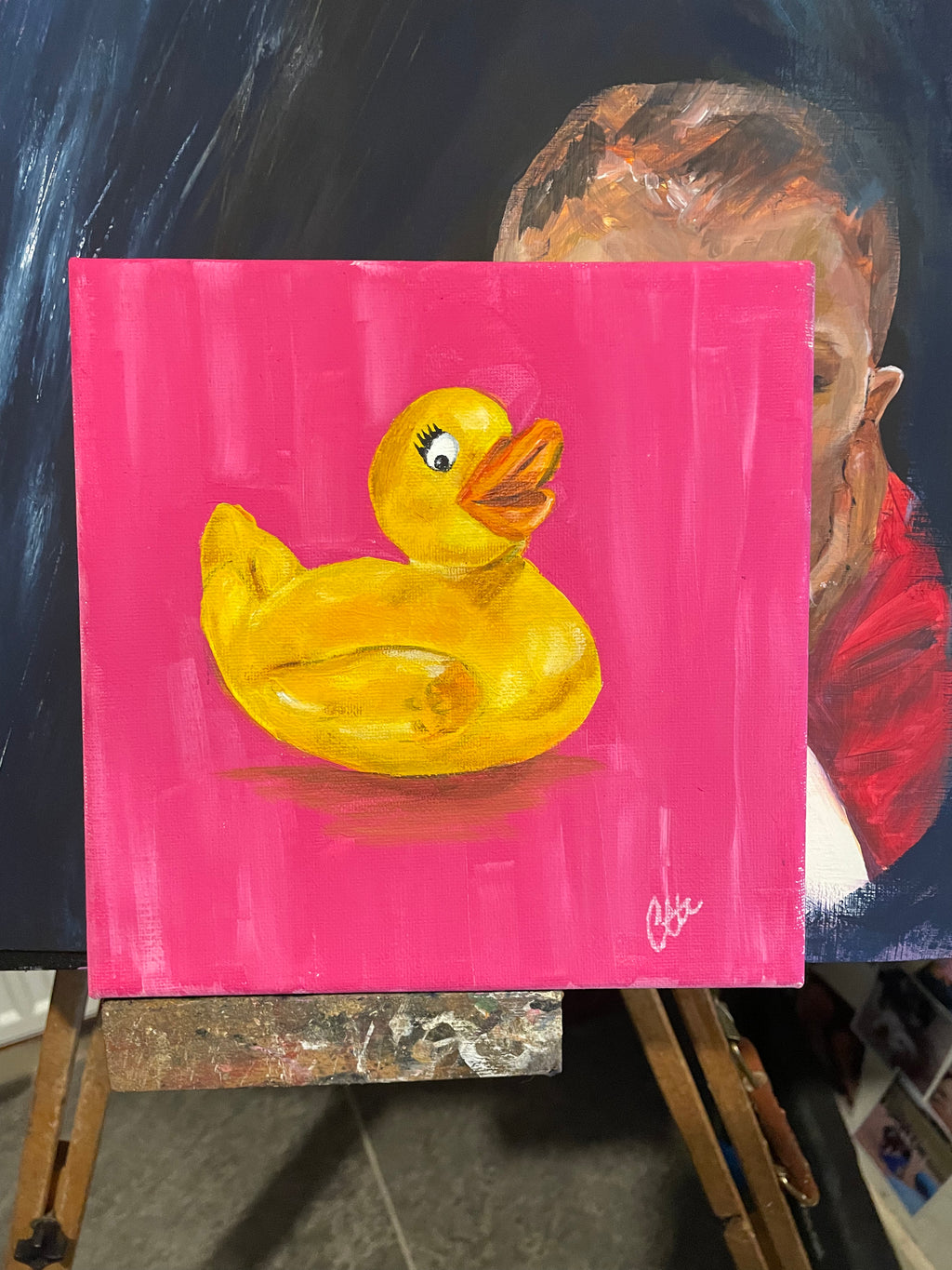 ‘Rosie’ original acrylic on canvas rubber duck painting painting